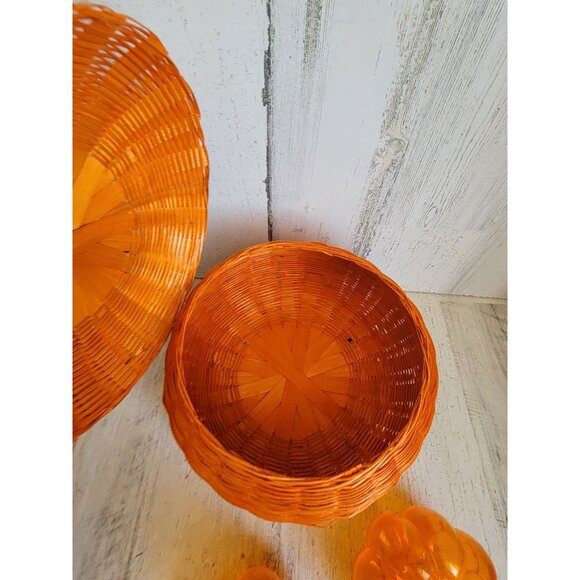 Pumpkin container set wicker basket Halloween home decor set - Picture 7 of 11